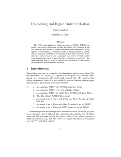 Deaccenting and Higher-Order Unification Claire Gardent October 1