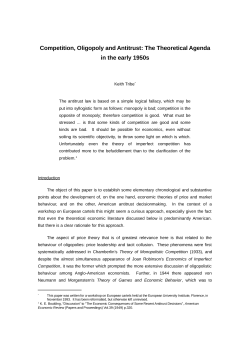 Competition, Oligopoly and Antitrust: The Theoretical Agenda in the