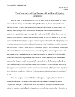 The Constitutional Significance of Presidential