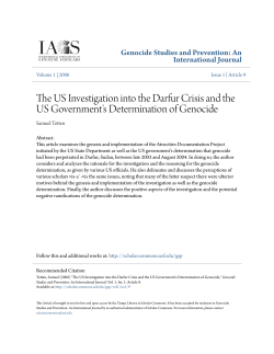 The US Investigation into the Darfur Crisis and the US Government`s