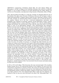 ARISTOTLE - Polskie Towarzystwo Tomasza z Akwinu