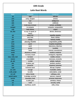 10th Grade Latin Root Words