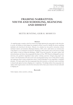 FRAMING NARRATIVES: YOUTH AND SCHOOLING, SILENCING