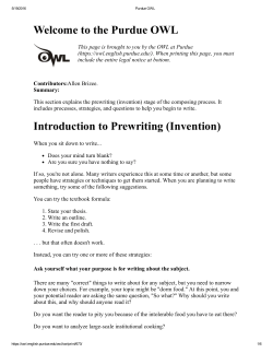 the Purdue OWL Introduction to Prewriting (Invention)