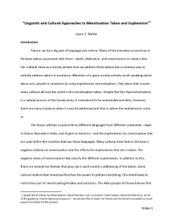 "Linguistic and Cultural Approaches to Menstruation Taboo and