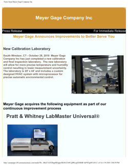New Calibration Laboratory and Final Inspection Area