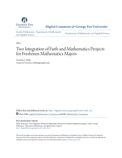 Two Integration of Faith and Mathematics Projects for Freshmen