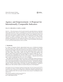 Agency and Empowerment: A Proposal for Internationally
