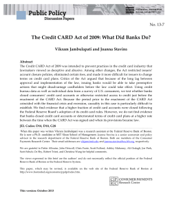 The Credit CARD Act of 2009 - Federal Reserve Bank of Boston