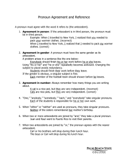 Pronoun Agreement and Reference