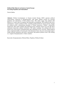 1 Political Elite Behavior in Eastern Central Europe