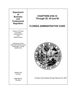 61B-15 through 25, 45 and 50, Florida Administrative Code (Condos)