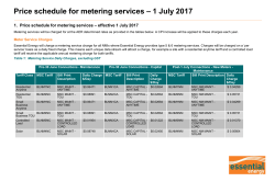 Price Schedule for Metering Services - 1 July 2017