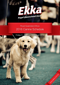 2016 Canine Schedule