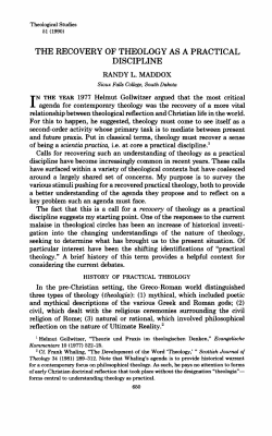 the recovery of theology as a practical discipline