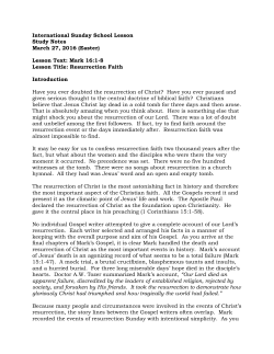 International Sunday School Lesson Study Notes March 27, 2016