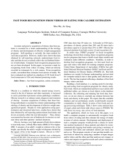 FAST FOOD RECOGNITION FROM VIDEOS OF EATING FOR