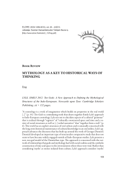 mythology as a key to historical ways of thinking