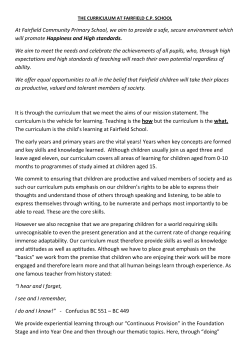Curriculum Statement - Fairfield Community Primary School