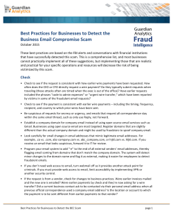 Best Practices - Guardian Analytics