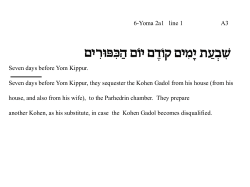 6-Yoma 2a1 line 1 A3 Seven days before Yom Kippur. Seven days