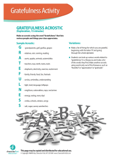 Gratefulness acrostic - Character First Education