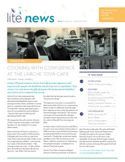 Cooking With ConfidenCe At the L`ArChe tovA CAfe