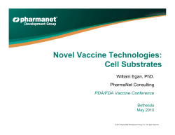 Novel Vaccine Technologies: Cell Substrates