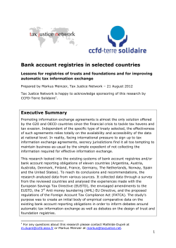 Bank account registries in selected countries