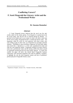 F. Scott Fitzgerald the Literary Artist and the Professional Writer