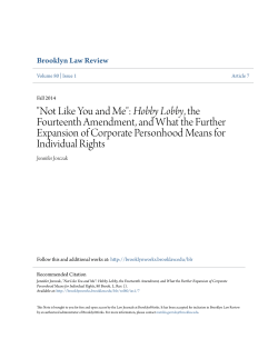 "Not Like You and Me": Hobby Lobby, the Fourteenth Amendment