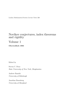 Novikov conjectures, index theorems and rigidity Volume 1