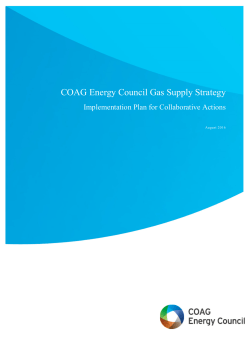 COAG Energy Council Gas Supply Strategy Implementation Plan for