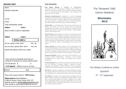 The Thirteenth TARS Literary Weekend Winchester 2015