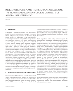 INDIGENOUS POLICY AND ItS HIStORICAL OCCLUSIONS