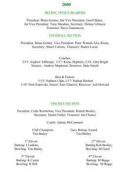 Brian Grinter, Snr Vice President: Geoff Baker, Jnr Vice President