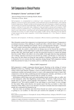 Self-Compassion in Clinical Practice