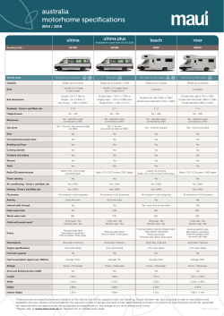 australia motorhome specifications