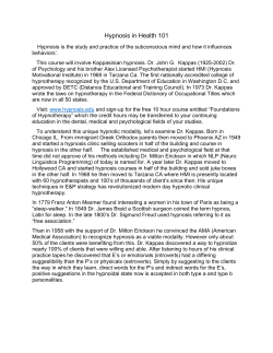 Hypnosis in Health 101 - Robles Community Support