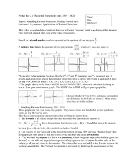 Notes for 3.5 Rational Functions (pp. 350 &ndash; 362)