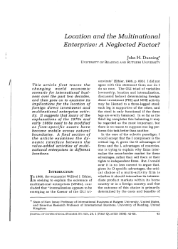 Location and the Multinational Enterprise: A Neglected Factor?