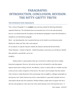 PARAGRAPHS: INTRODUCTION, CONCLUSION, REVISION: THE