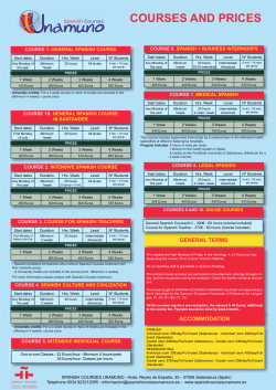 COURSES AND PRICES - Spanish Courses Unamuno