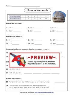 Roman Numerals - Super Teacher Worksheets