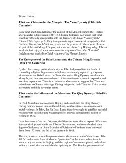 Tibet and China under the Mongols: The Yuan Dynasty