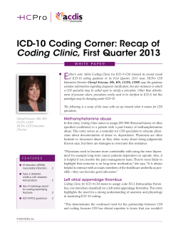 ICD-10 Coding Corner: Recap of Coding Clinic, First Quarter 2013