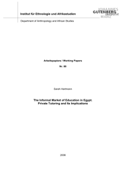 The Informal Market of Education in Egypt. Private Tutoring and Its