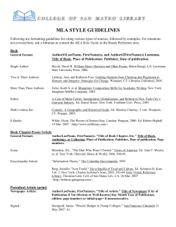 MLA (Humanities) Style Sheet for Term Papers