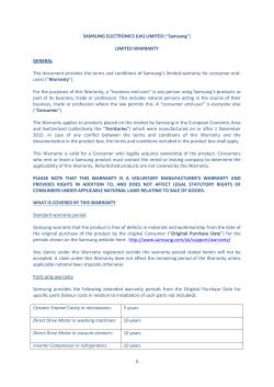 1 SAMSUNG ELECTRONICS (UK) LIMITED (&ldquo;Samsung&rdquo;) LIMITED