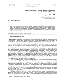 Confucius`s Notion of &ldquo;Filialness&rdquo; and Its Significance on Filial